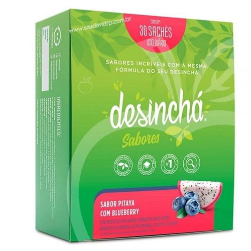 Desinchá Sabores (210g - 30 sachês) - Sabor: Pitaya e Blueberry Desinchá Sabores (210g - 30 sachês) - Sabor: Pitaya e Blueberry