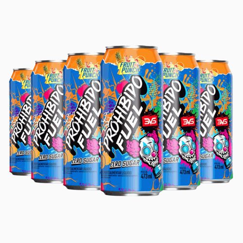Prohibido Fuel Pré-Treino Drink Pack (6 unid. de 473ml) - Sabor: Fruit Punch Prohibido Fuel Pré-Treino Drink Pack (6 unid. de 473ml) - Sabor: Fruit Punch