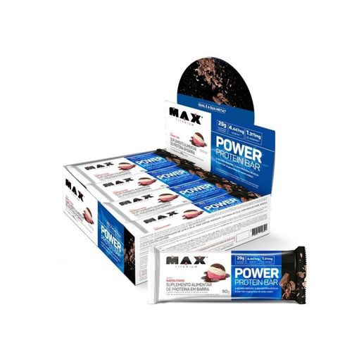 Power Protein Bar Caixa com 8 Unidades (720g) - Sabor: Napolitano Power Protein Bar Caixa com 8 Unidades (720g) - Sabor: Napolitano