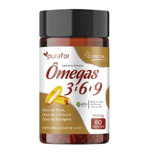 ÔMEGA 3 6 9 ÓLEO DE PEIXE, LINHAÇA E BORRAGEM – 60 CAPS PURAFOR ÔMEGA 3 6 9 ÓLEO DE PEIXE, LINHAÇA E BORRAGEM – 60 CAPS PURAFOR