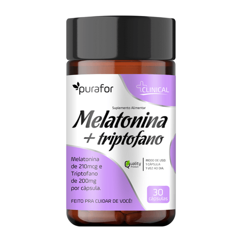 Melatonina + Triptofano 210mcg/200mg 30 caps - Suplemento para Sono e Bem-Estar Purafor