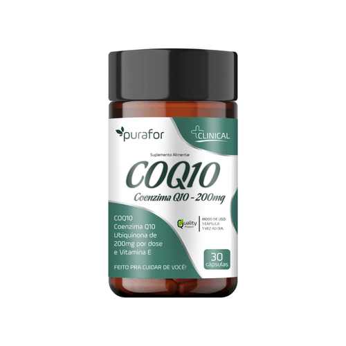 Coenzima Q10 200mg com Vitamina E  Purafor - 30 Capsulas 100% Natural
