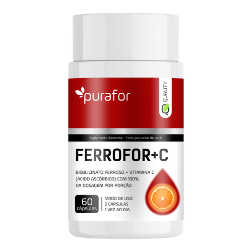 Ferrofor + Vitamina C Purafor Quality Suplemento de Ferro com Alta Absorção 60 Cápsulas Ferrofor + Vitamina C Purafor Quality Suplemento de Ferro com Alta Absorção 60 Cápsulas