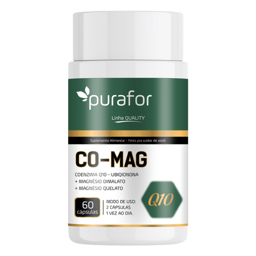 Co-Mag Purafor – Coenzima Q10 com Magnésio Dimalato e Quelato – 60 Cápsulas Co-Mag Purafor – Coenzima Q10 com Magnésio Dimalato e Quelato – 60 Cápsulas