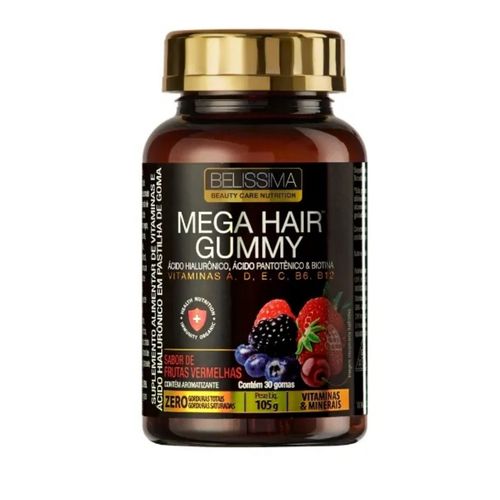 Mega Hair Gummy (30 gomas) - Sabor: Frutas Vermelhas. Mega Hair Gummy (30 gomas) - Sabor: Frutas Vermelhas.