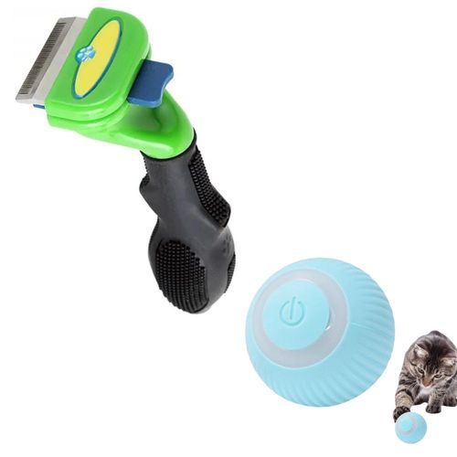Kit Escova Removedora de Pelos + Bola Elétrica Interativa para Pets Cães e Gatos Kit Escova Removedora de Pelos + Bola Elétrica Interativa para Pets Cães e Gatos