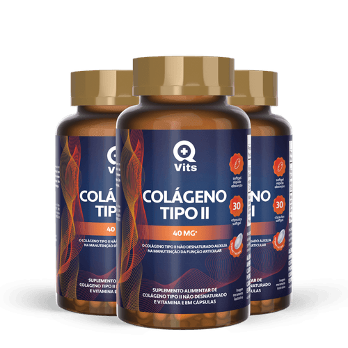 Kit Colágeno Tipo II 40mg QMaisVits 90 Cápsulas Softgel Kit Colágeno Tipo II 40mg QMaisVits 90 Cápsulas Softgel