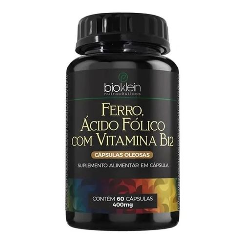 OLEO FERRO, ACIDO FOLICO C/ VITAMINA B12 400mg 60 Caps BIOKLEIN OLEO FERRO, ACIDO FOLICO C/ VITAMINA B12 400mg 60 Caps BIOKLEIN