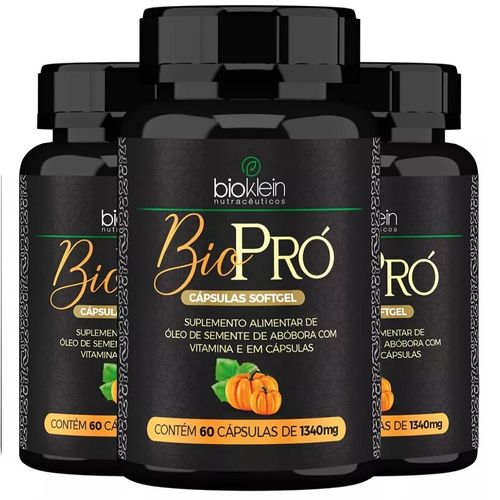 Kit 03 ÓLEO BIO PRO (Semente de Abóbora com Vitamina E) 1340mg 60 Caps Bioklein
