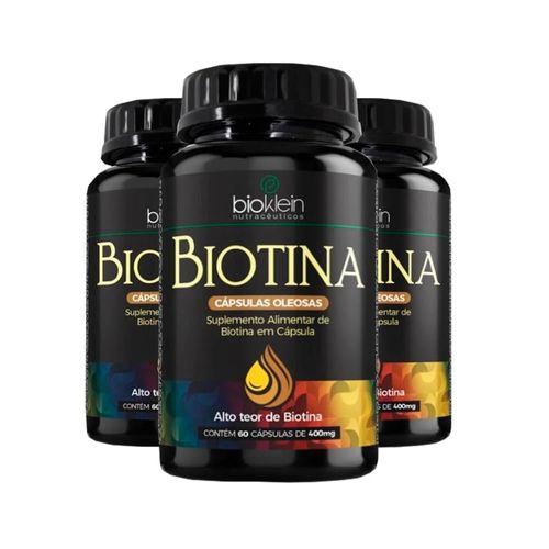 Kit 03 ÓLEO BIOTINA (Vitamina B7) 400mg 60 Caps Bioklein Kit 03 ÓLEO BIOTINA (Vitamina B7) 400mg 60 Caps Bioklein