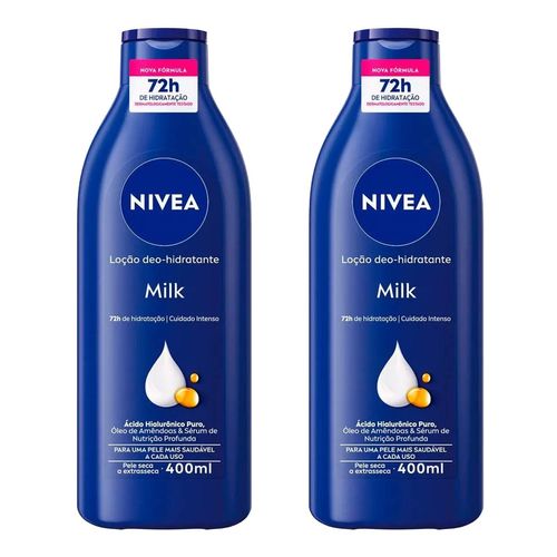 Kit-Hidratante-Corporal-Nivea-Milk-Pele-Seca-e-Extrasseca-2-Unidades-de-400ml Kit-Hidratante-Corporal-Nivea-Milk-Pele-Seca-e-Extrasseca-2-Unidades-de-400ml