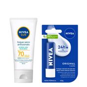 Kit-Nivea-Hidratante-Labial-Original-Care-4-8g---Protetor-Solar-Facial-Sun-FPS70-40ml
