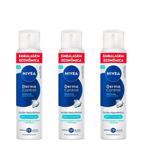 Kit-Nivea-Antitranspirante-Derma-Control-Defende-Aerossol-3-Unidades-de-200ml Kit-Nivea-Antitranspirante-Derma-Control-Defende-Aerossol-3-Unidades-de-200ml