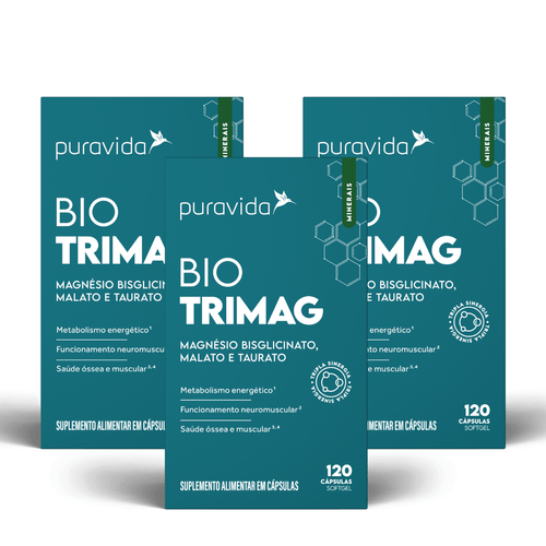 Kit 3 Bio trimag Big 120 Cápsulas 3 Tipos de Magnésio Puravida Kit 3 Bio trimag Big 120 Cápsulas 3 Tipos de Magnésio Puravida