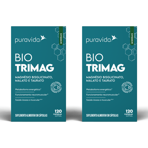 Kit 2 Bio trimag Big 120 Cápsulas 3 Tipos de Magnésio Puravida