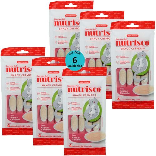 SNACK CREMOSO NUTRISCO GATOS 14G ATUM E CAMARÃO COM 4 UN - KIT COM 6 SNACK CREMOSO NUTRISCO GATOS 14G ATUM E CAMARÃO COM 4 UN - KIT COM 6