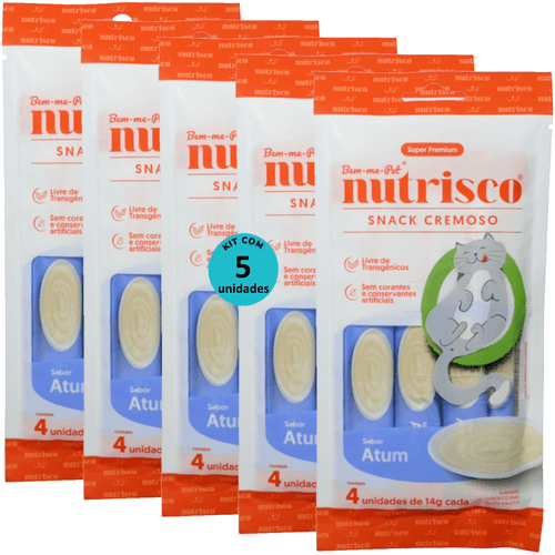 SNACK CREMOSO NUTRISCO GATOS ADULTOS 14G ATUM COM 4 UN - KIT COM 5