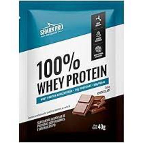 100% Whey Protein Pouch sachê 40g Chocolate - Sharkpro Suplementos 100% Whey Protein Pouch sachê 40g Chocolate - Sharkpro Suplementos