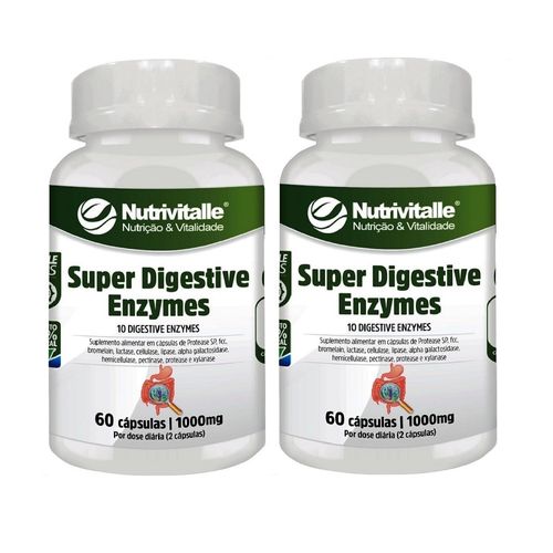 KIT 02 SUPER DIGESTIVE ENZYMES 1000MG 60CAPS NUTRIVITALLE