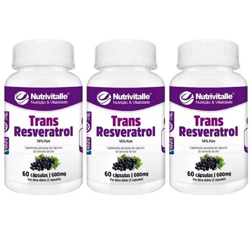 KIT 03 TRANS RESVERATROL 600MG 60 CAPS NUTRIVITALLE KIT 03 TRANS RESVERATROL 600MG 60 CAPS NUTRIVITALLE