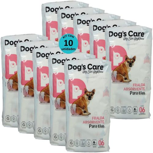 FRALDA HIGIÊNICA DESCARTÁVEL DOGS CARE G 6 UN PARA CÃES FÊMEAS KIT COM 10 FRALDA HIGIÊNICA DESCARTÁVEL DOGS CARE G 6 UN PARA CÃES FÊMEAS KIT COM 10