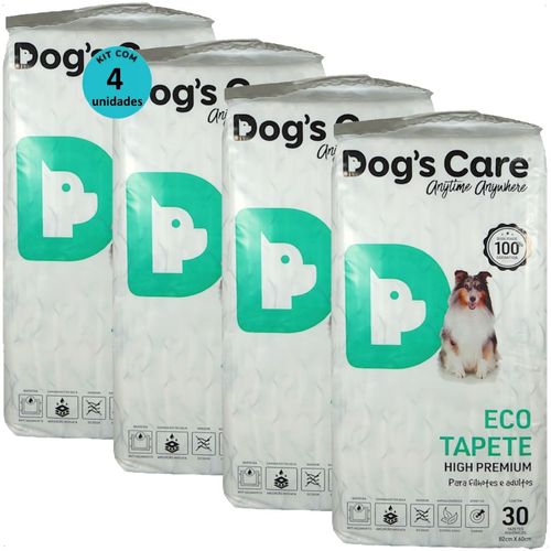 TAPETE HIGIÊNICO DOG´S CARE ECO HIGH PREMIUM 30 UN 82X60 CM KIT COM 4