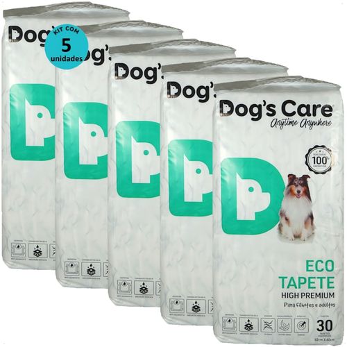 TAPETE HIGIÊNICO DOG´S CARE ECO HIGH PREMIUM 30 UN 82X60 CM KIT COM 5