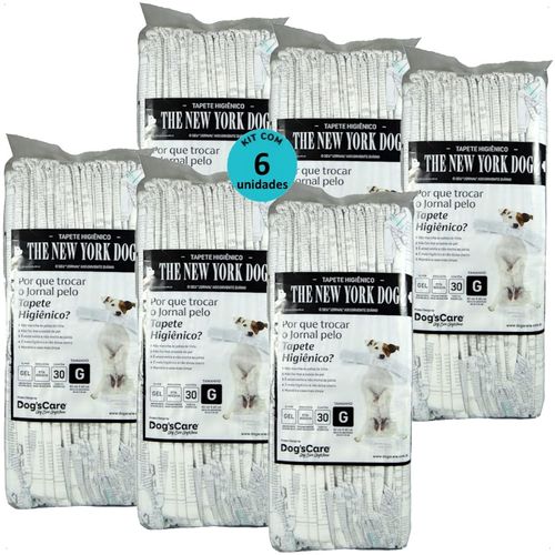 TAPETE HIGIÊNICO THE NEW YORK DOGS TAMANHO G 30 UN 82X60 CM KIT COM 6