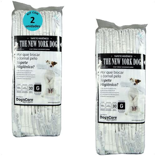 TAPETE HIGIÊNICO THE NEW YORK DOGS TAMANHO G 30 UN 82X60 CM KIT COM 2