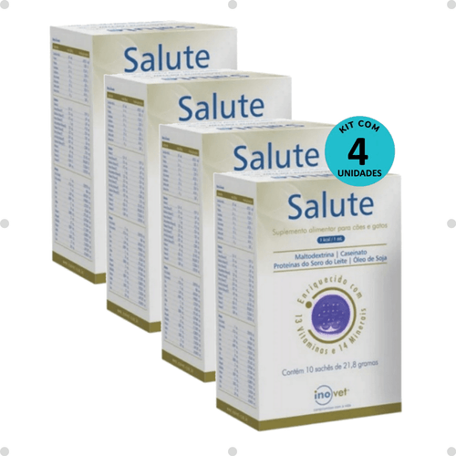 Kit 4 Salute Suplemento Alimentar para Cães e Gatos C/ 10 Sachês 21,8g cada- Inovet Kit 4 Salute Suplemento Alimentar para Cães e Gatos C/ 10 Sachês 21,8g cada- Inovet