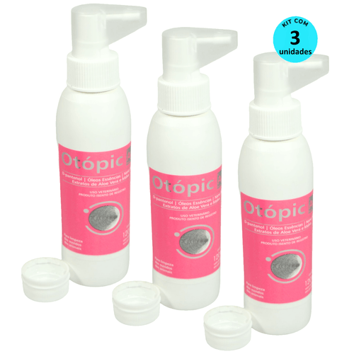 Limpador Auditivo Pet Otópic AG 120ml Inovet Kit com 3