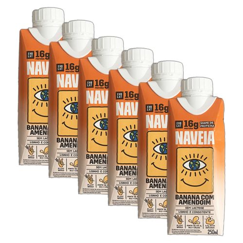 Kit 6X: Shake Proteico Vegano Banana com Amendoim Naveia 250ml Kit 6X: Shake Proteico Vegano Banana com Amendoim Naveia 250ml