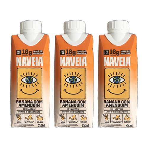 Kit 3X: Shake Proteico Vegano Banana com Amendoim Naveia 250ml Kit 3X: Shake Proteico Vegano Banana com Amendoim Naveia 250ml