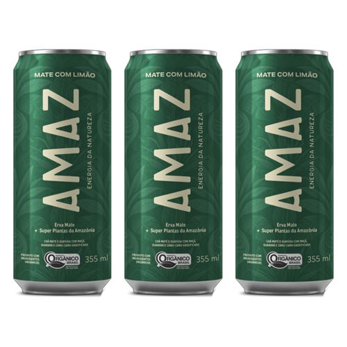 Kit 3X: Energético Mate com Limão Orgânico Amaz 355ml