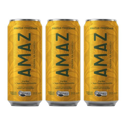 Kit 3X: Energético Frutas Tropicais Orgânico Amaz 355ml
