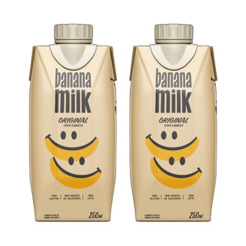 Kit 2X: Leite Vegetal de Banana Original com Canela Banana Milk 250ml Kit 2X: Leite Vegetal de Banana Original com Canela Banana Milk 250ml