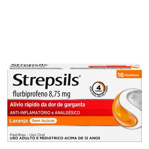 Anti-Inflamatório E Analgésico Strepsils 8,75Mg 16 Pastilhas Laranja