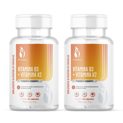 Kit 2 Vitamina D3 + Vitamina K2 ST Nutrition 60 Caps Kit 2 Vitamina D3 + Vitamina K2 ST Nutrition 60 Caps