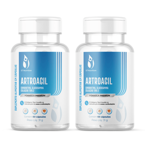 Kit 2 ArtroAgil ST Nutrition 60Caps Condro Glucosamina Colágeno II
