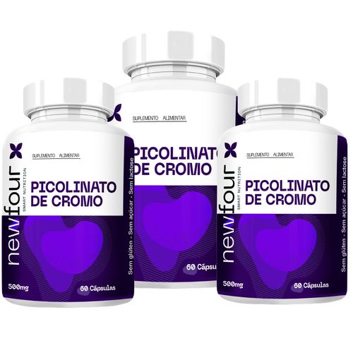 PICOLINATO DE CROMO KIT COM 3 POTES COM TOTAL DE 180 CAPSULAS PICOLINATO DE CROMO KIT COM 3 POTES COM TOTAL DE 180 CAPSULAS