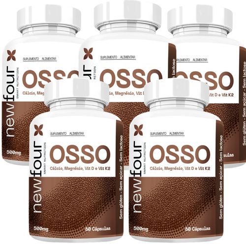 OSSO - CÁLCIO, MAGNÉSIO, VITAMINA D E VITAMINA K2 KIT COM 5 POTES COM TOTAL DE 300 CAPSULAS OSSO - CÁLCIO, MAGNÉSIO, VITAMINA D E VITAMINA K2 KIT COM 5 POTES COM TOTAL DE 300 CAPSULAS