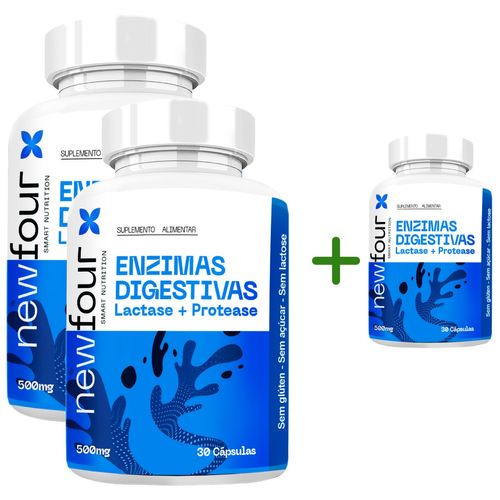 ENZIMAS DIGESTIVAS LACTASE + PROTEASE KIT COMPRE 2 LEVE 3 COM TOTAL DE 90 CAPSULAS ENZIMAS DIGESTIVAS LACTASE + PROTEASE KIT COMPRE 2 LEVE 3 COM TOTAL DE 90 CAPSULAS