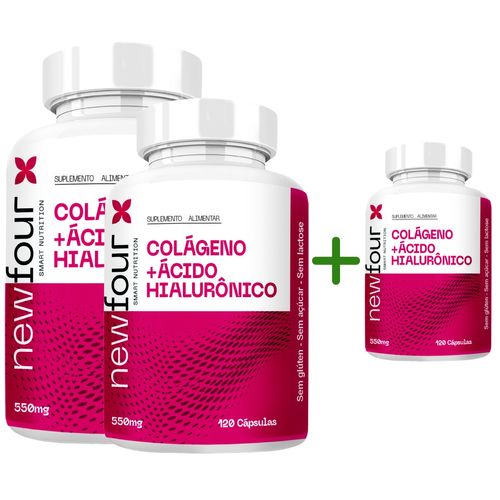 COLÁGENO + ÁCIDO HIALURÔNICO COMPRE 2 LEVE 3 COM TOTAL DE 360 CAPSULAS COLÁGENO + ÁCIDO HIALURÔNICO COMPRE 2 LEVE 3 COM TOTAL DE 360 CAPSULAS