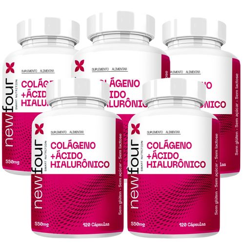 COLÁGENO + ÁCIDO HIALURÔNICO KIT COM 5 POTES COM TOTAL DE 600 CAPSULAS COLÁGENO + ÁCIDO HIALURÔNICO KIT COM 5 POTES COM TOTAL DE 600 CAPSULAS
