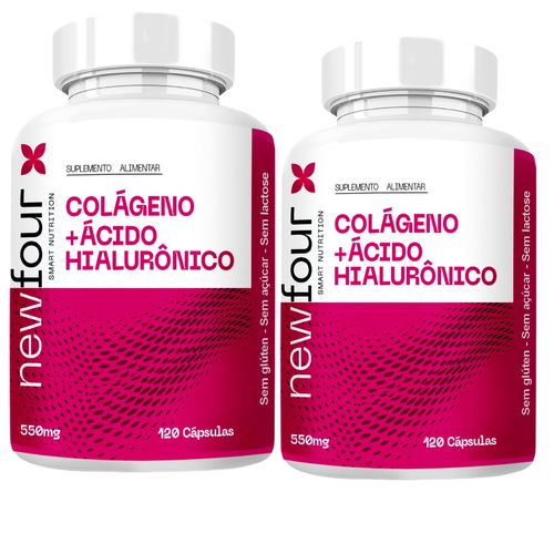 COLÁGENO + ÁCIDO HIALURÔNICO KIT COM 2 POTES COM TOTAL DE 240 CAPSULAS