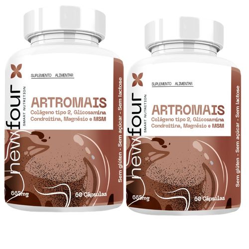 ARTROMAIS - COLÁGENO TIPO 2 , GLICOSAMINA , CONDROITINA , MAGNÉSIO E MSM KIT COM 2 POTES COM TOTAL DE 120 CAPSULAS