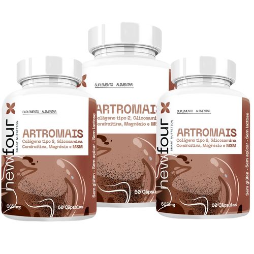 ARTROMAIS - COLÁGENO TIPO 2 , GLICOSAMINA , CONDROITINA , MAGNÉSIO E MSM KIT COM 3 POTES COM TOTAL DE 180 CAPSULAS