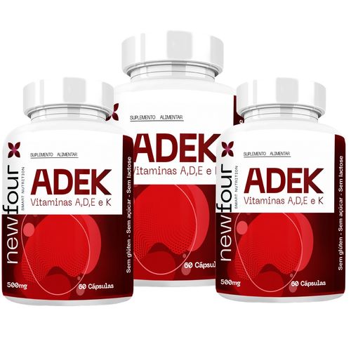 ADEK VITAMINAS A, D , E , K KIT COM 3 POTES COM TOTAL DE 180 CAPSULAS ADEK VITAMINAS A, D , E , K KIT COM 3 POTES COM TOTAL DE 180 CAPSULAS