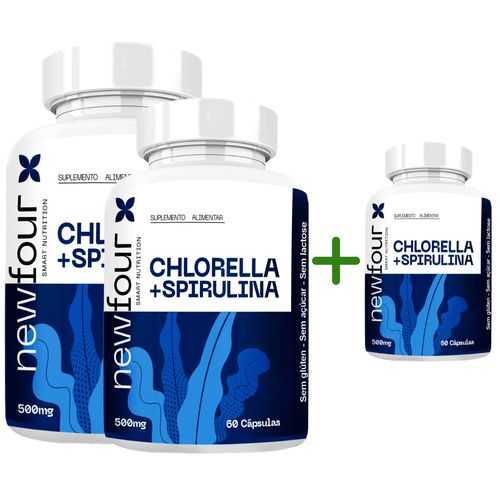 CHLORELLA + SPIRULINA COMPRE 2 LEVE 3 COM TOTAL DE 180 CAPSULAS