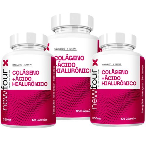 COLÁGENO + ÁCIDO HIALURÔNICO KIT COM 3 POTES COM TOTAL DE 360 CAPSULAS